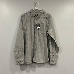 Eddie Bauer Flannel Men's Button Down Gray Shirt XL